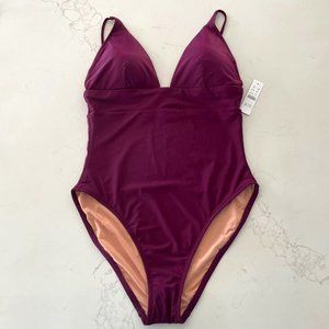 J. Crew Plunge One-Piece Swimsuit in Iris Size 12 NWT